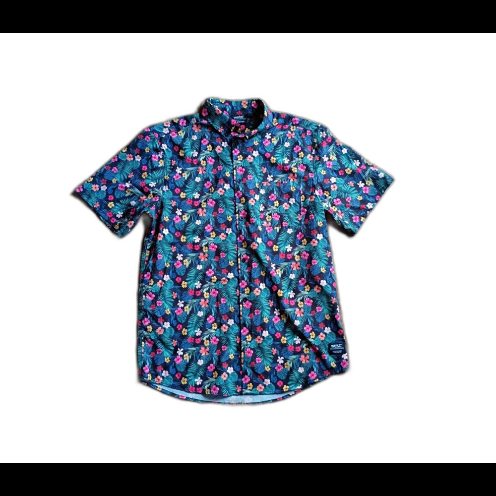 WeSC Tropical Floral Palm Button Down Shirt Men's L